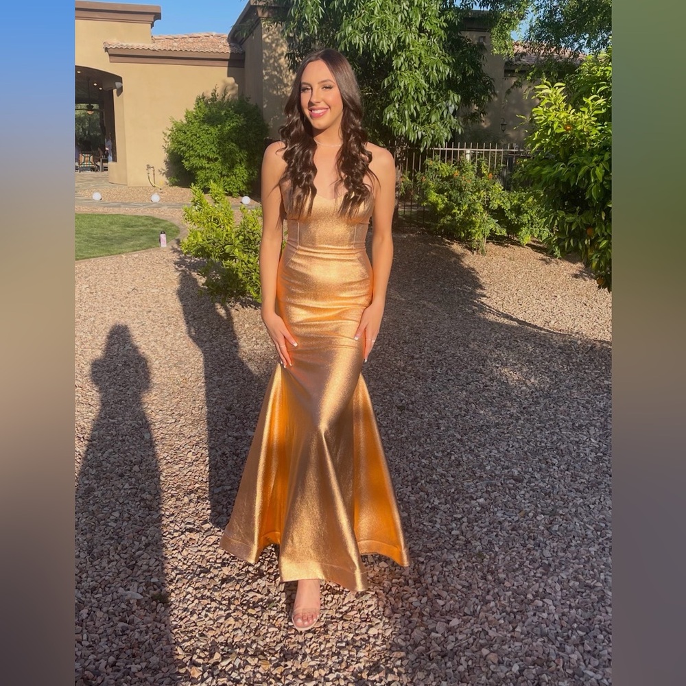 Bronze Metallic Mermaid Evening Dress